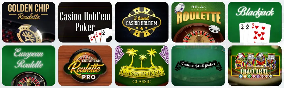 Giochi da tavolo al CASINO INTENSE